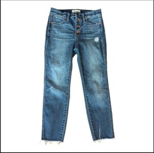 Madewell high waist exposed button fly relaxed hem skinny denim capri jeans W27